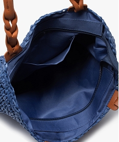 sac cabas en paille unie bleu standardI589001_3