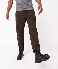 pantalon homme coupe cargo en coton stretch brun pantalonsI599301_1
