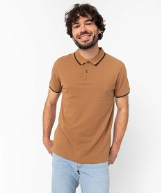 polo a manches courtes et finitions contrastantes homme brun polosI611301_1