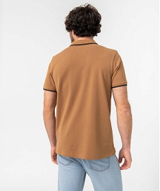 polo a manches courtes et finitions contrastantes homme brun polosI611301_2