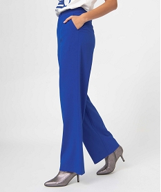 GEMO Pantalon femme en toile coupe large Bleu