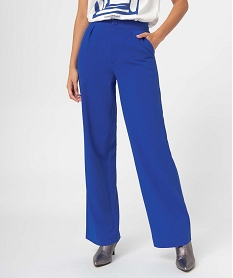 pantalon femme en toile coupe large bleuI639201_2