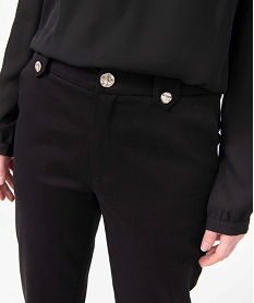 pantalon femme en toile extensible avec boutons fantaisie noirI639801_2
