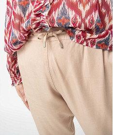 pantalon femme grande taille fluide en lyocell beigeI640201_2