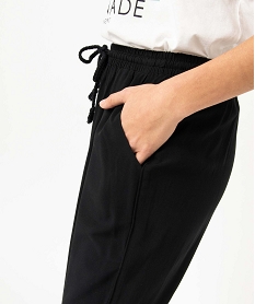 pantalon femme en viscose fluide avec ceinture elastique noirI641501_2