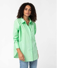 chemise femme coupe oversize avec poche poitrine vert chemisiersI656901_1