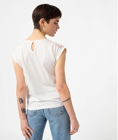tee-shirt femme a manches courtes avec dentelle sur les epaules beige t-shirts manches courtesI685401_3