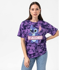 GEMO Tee-shirt femme à manches courtes avec motif Stitch - Disney Violet