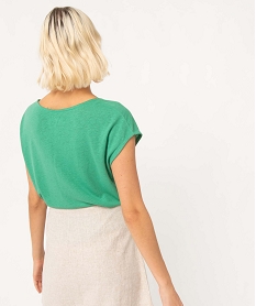 tee-shirt femme a col v et manches ultra courtes vert t-shirts manches courtesI690601_3