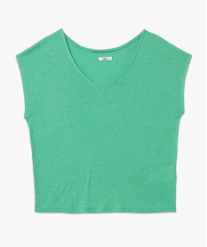 tee-shirt femme a col v et manches ultra courtes vert t-shirts manches courtesI690601_4