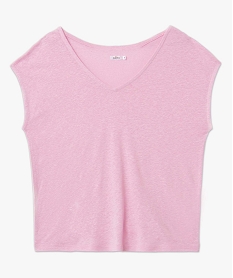 tee-shirt femme a col v et manches ultra courtes rose t-shirts manches courtesI690701_4
