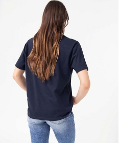 tee-shirt femme a manches courtes avec message paillete bleuI691601_3