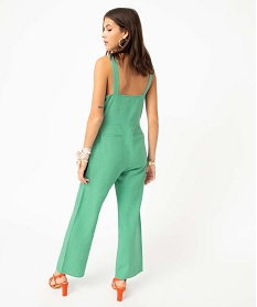 combinaison pantalon femme a bretelles contenant du lin vert combinaisons pantalonI706601_3