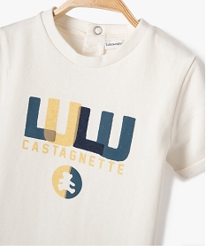 tee-shirt bebe garcon imprime avec manches courtes a revers - lulucastagnette beigeI723301_2