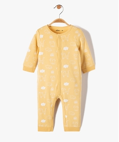 GEMO Pyjama bébé en jersey imprimé chat à ouverture ventrale Jaune