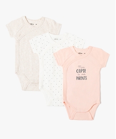 GEMO Bodies bébé à manches courtes et ouverture croisée devant (lot de 3) beige standard