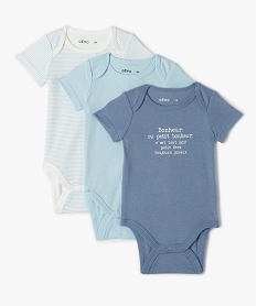 GEMO Body bébé manches courtes col américain (lot de 3) Bleu