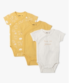 GEMO Body bébé manches courtes fermeture croisée (lot de 3) Jaune