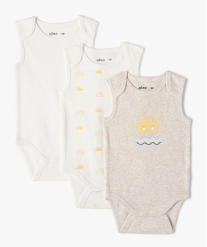 GEMO Body bébé garçon sans manches (lot de 3) Beige