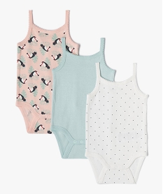 body bebe a bretelles imprime (lot de 3) roseI761801_1