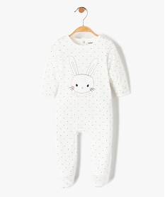 GEMO Pyjama bébé pont-dos en jersey à pois et motif lapin Beige