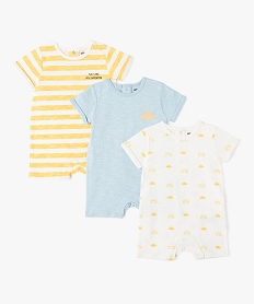 GEMO Combishort bébé garçon avec manches à revers (lot de 3) Jaune