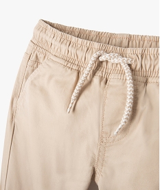 pantalon garcon en toile avec taille et chevilles elastiquees beige pantalonsI776601_2