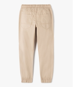 pantalon garcon en toile avec taille et chevilles elastiquees beige pantalonsI776601_3