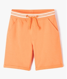 GEMO Bermuda en coton avec ceinture bord-côte garçon Orange