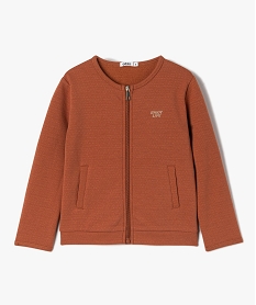 GEMO Sweat zippé à col rond avec motifs pailletés fille Brun