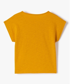 tee-shirt fille avec motif sur le buste et boutons sur l’epaule jaune tee-shirtsI825901_3