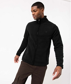 GEMO Sweat homme zippé en maille polaire à col doublé Noir