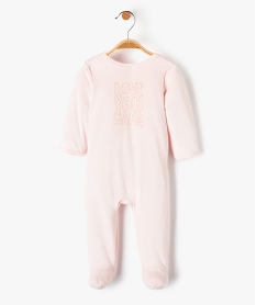 GEMO Pyjama bébé en velours avec ouverture pont-dos Rose