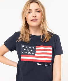 GEMO Tee-shirt femme avec drapeau américain - LuluCastagnette Bleu