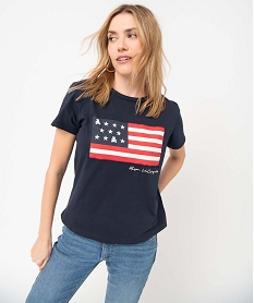 tee-shirt femme avec drapeau americain - lulucastagnette bleu t-shirts manches courtesI878501_2