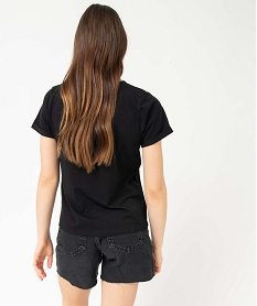 tee-shirt femme a manches courtes avec message noir t-shirts manches courtesI887901_3