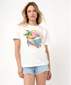 tee-shirt femme a manches courtes imprime patine - camps united beigeI889001_1