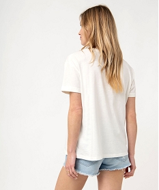 tee-shirt femme a manches courtes imprime patine - camps united beigeI889001_3
