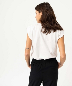 tee-shirt manches courtes coupe loose en coton imprime femme blanc t-shirts manches courtesI891601_3