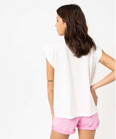 tee-shirt manches courtes coupe loose en coton imprime femme blanc t-shirts manches courtesI891701_3