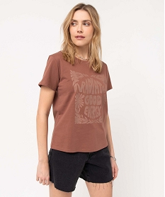 tee-shirt femme imprime a manches courtes brunI891901_2