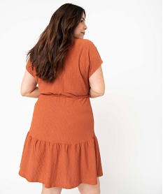 robe femme grande taille en maille texturee avec volant dans le bas orange robesI896601_3