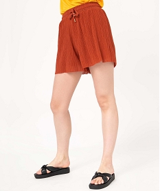 GEMO Short ample en maille plissée fluide femme Orange