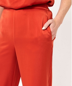 pantalon large et fluide taille haute en satin femme orangeI954201_2