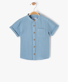chemise bebe garcon a manches courtes en double gaze bleu chemisesI964101_1