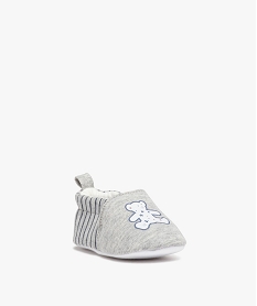 chaussons de naissance bebe garcon rayes - lulucastagnette blanc standard chaussures de naissanceI971001_2