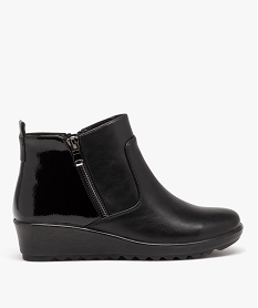 GEMO Boots femme confort unies à talon compensé et double zip noir standard