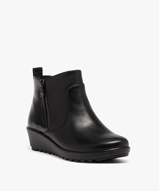 boots femme confort unies a talon compense et double zip noir standardJ023101_2