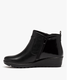 boots femme confort unies a talon compense et double zip noir standard bottines bottesJ023101_3