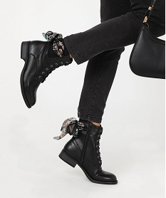 GEMO Bottines lacées à foulard noué femme noir standard